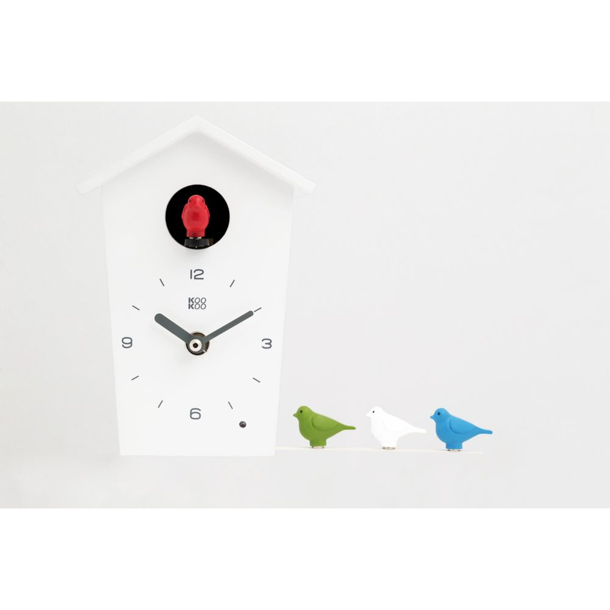 KooKoo White Mini Bird House Wall Clock