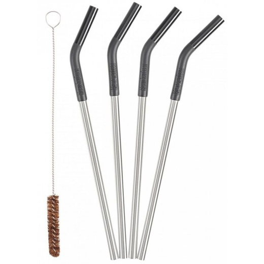 Klean Kanteen Set Of 4 Black Drinking Straws With Brush