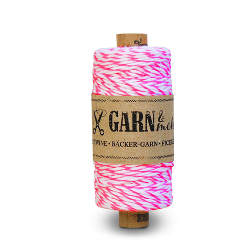 Yarn & More 1 Roll Neon Pink White Baker's Yarn