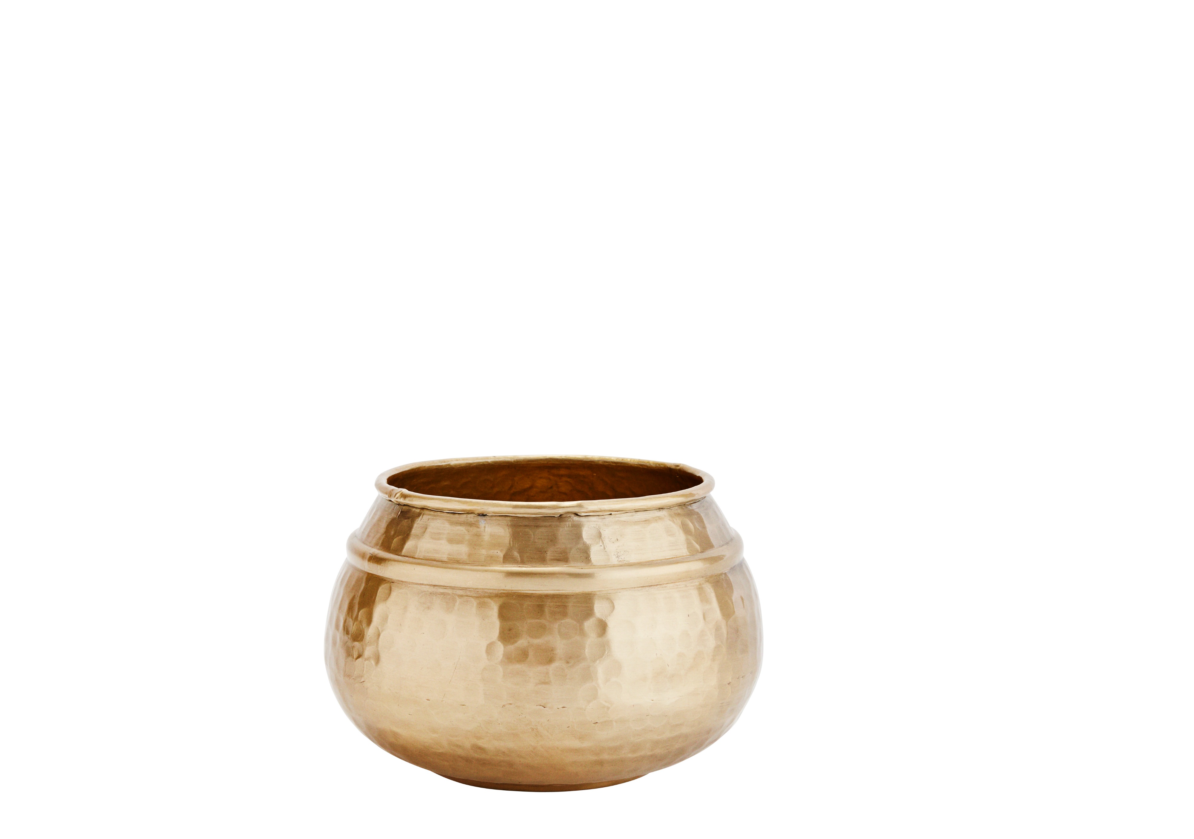 Madam Stoltz  Gold Hammered Flowerpot 