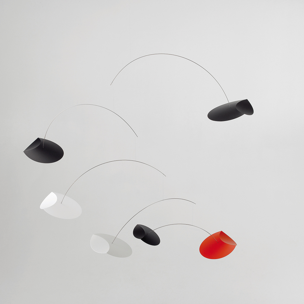 Flensted Flying Saucers Hanging Mobile Red Black and Grey 146S