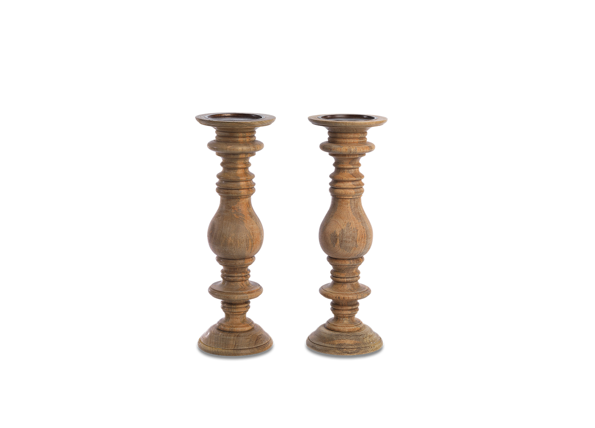 Nkuku Akello Mango Wood Candlestick - Single