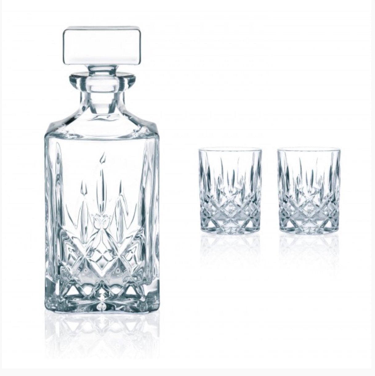 Nachtmann Clear Noblesse Fine Bavarian Decanter & Two Tumblers Whisky Set