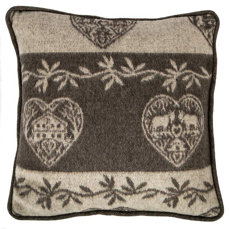 Biella Fabrics Natural Colours  Traditional Mountain Scene Wool Cushion