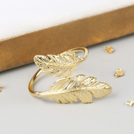 Lisa Angel  Gold Double Feather Ring