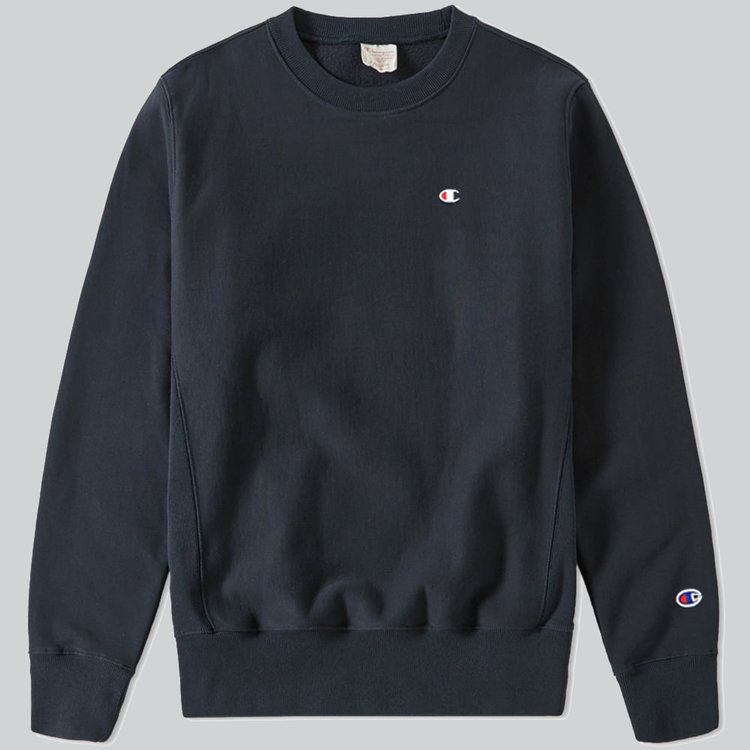 Champion Navy Reverse Weave Classic C Crew Sweatshirt