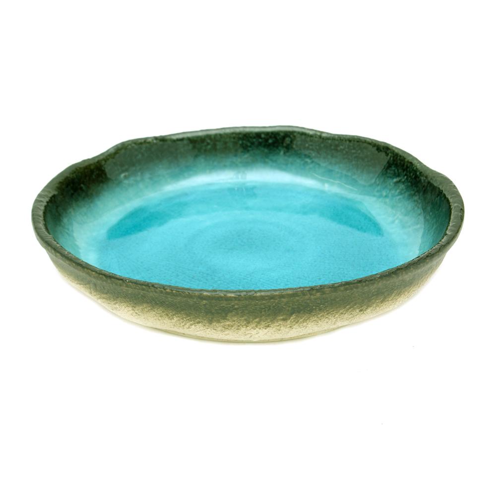Typhoon Turquoise Crackle Glass Glaze Round Dish