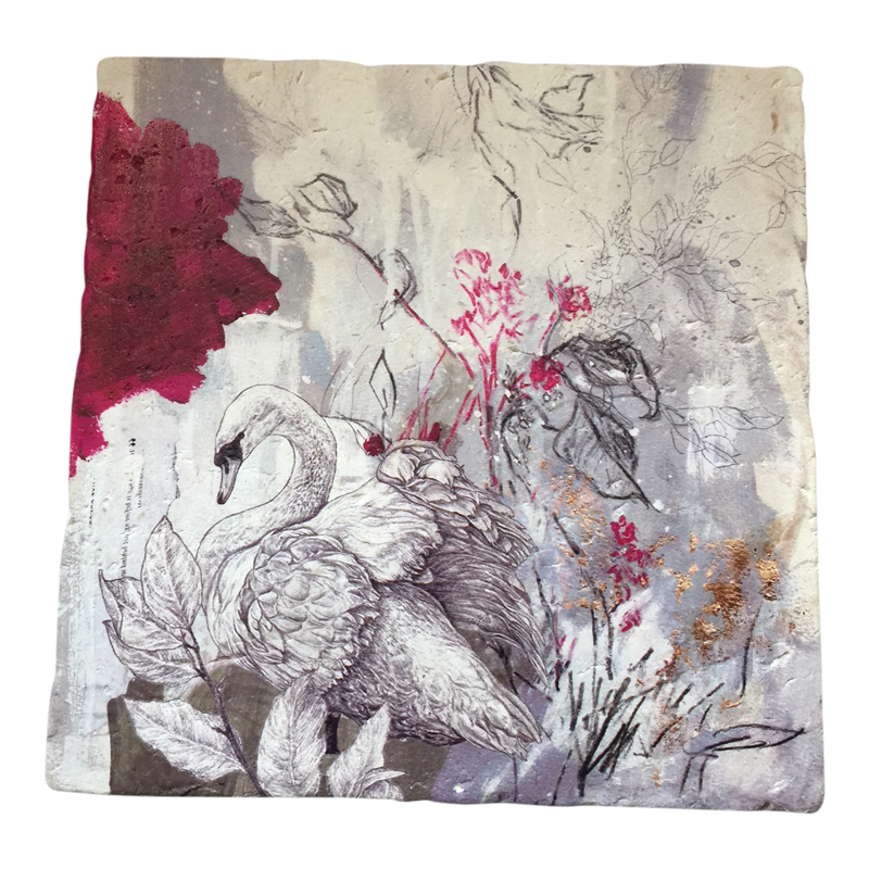 sky siouki Mute Swan Stone Tile Placemat