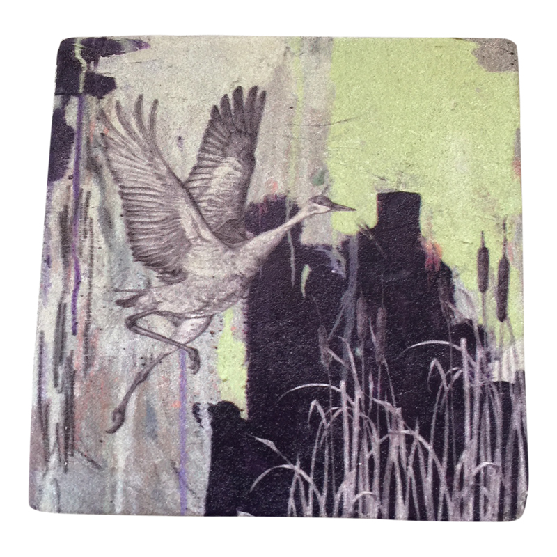 sky siouki Sandhill Crane Stone Tile Placemat