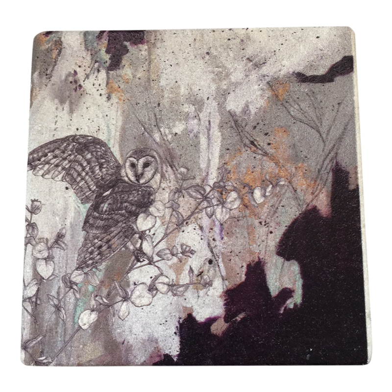 sky siouki Barn Owl Stone Tile Coaster