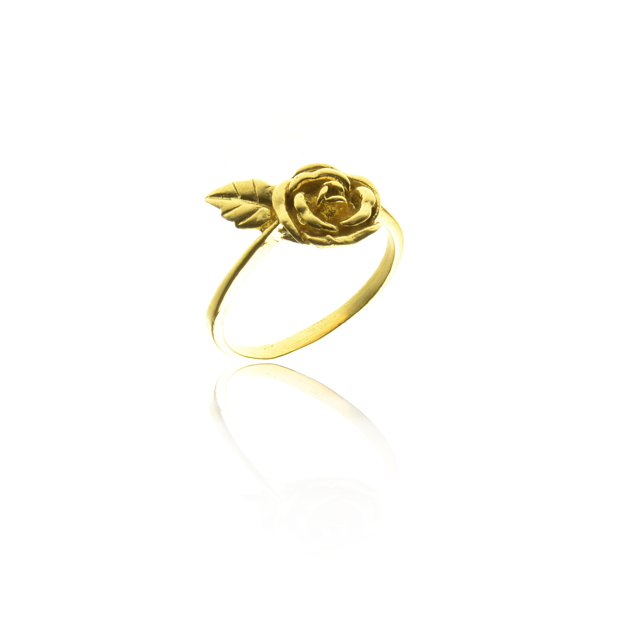 CollardManson Gold Plated Silver 925 Rose And Leaf  Ring  