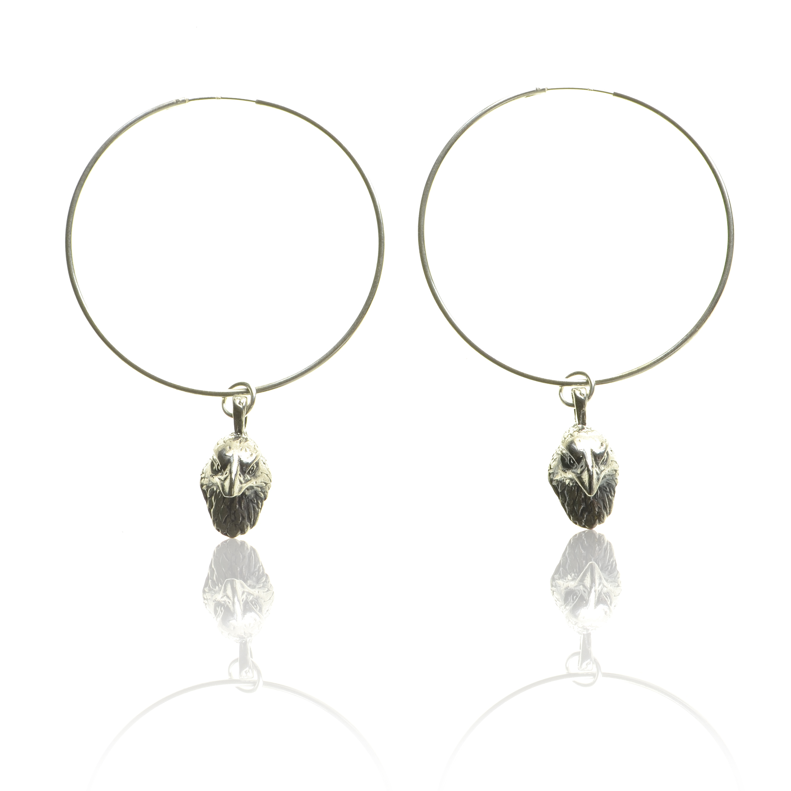 CollardManson Silver 925 Eagle Head Hoop Earrings