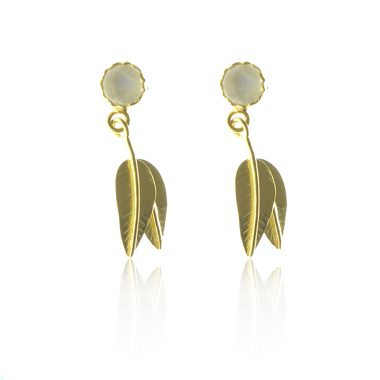 CollardManson Silver Gold 925 Leaf Drop Earrings