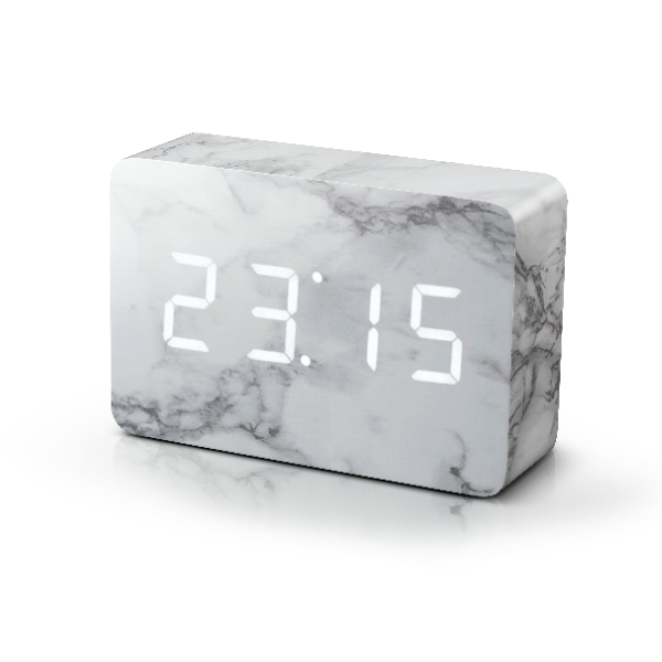 Gingko Marble Brick Click Clock with White LED