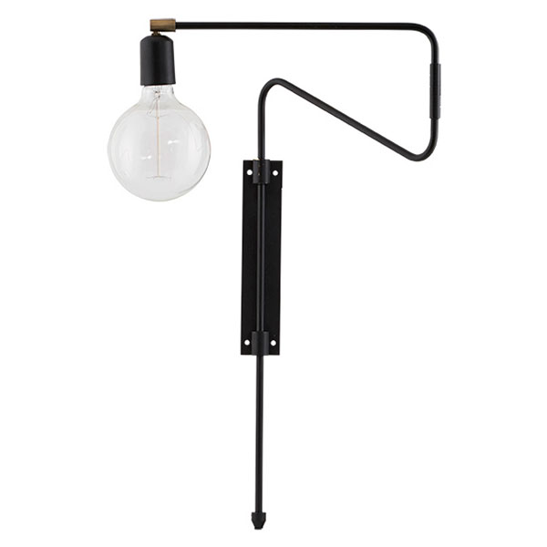 Mink Interiors Lana Swing Arm Wall Light - Black (Medium)