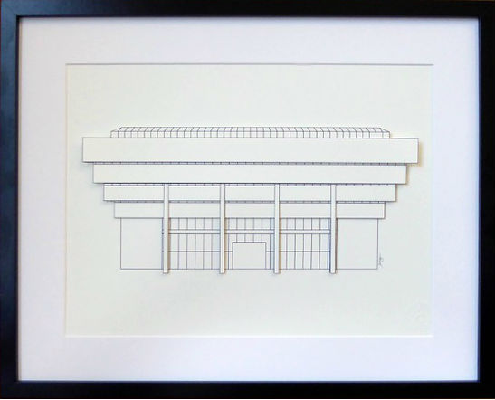 minima. A3 Central Library Birmingham 3D Illustration Framed   