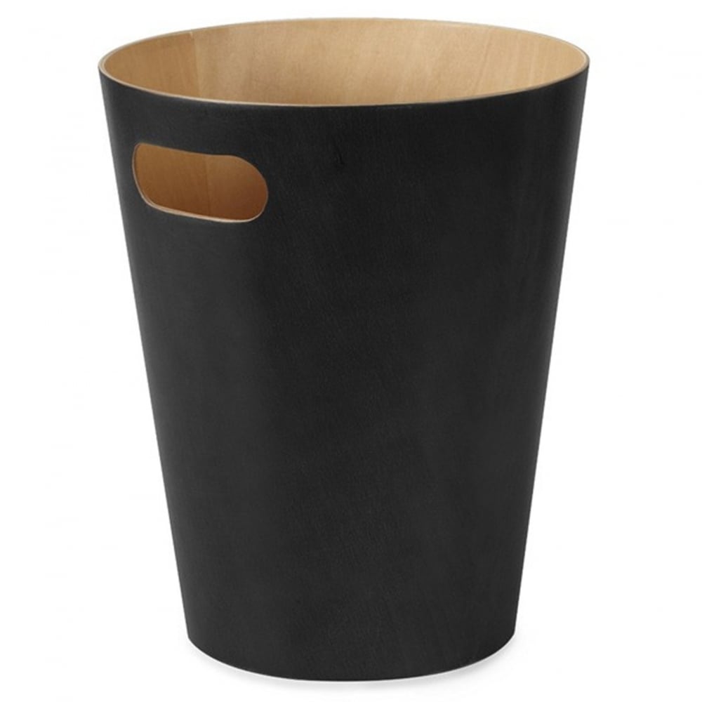 Umbra Black & Natural Woodrow Waste Bin