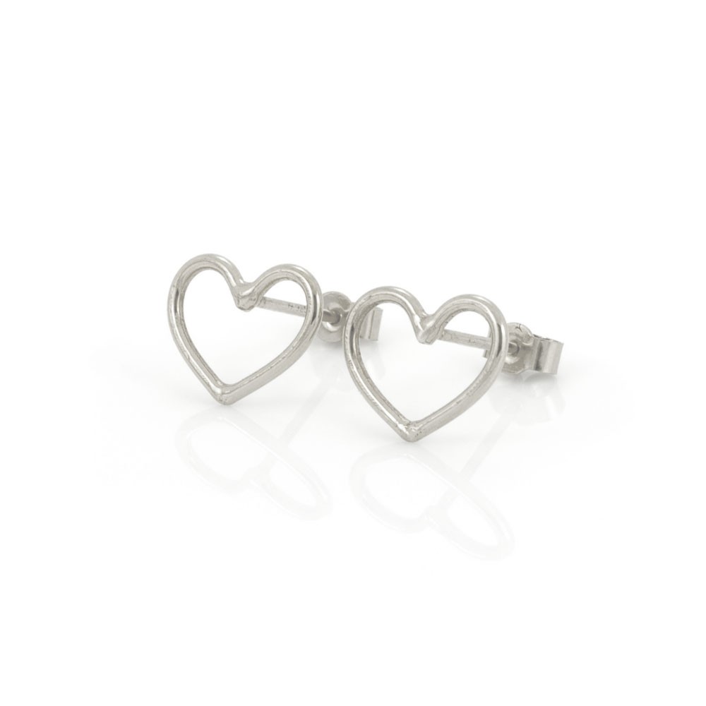 Laura Gravestock Written Heart Silver Stud Earrings