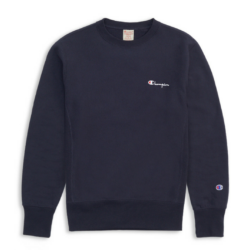 Champion Navy Reverse Weave Small Logo Crew Sweatshirt