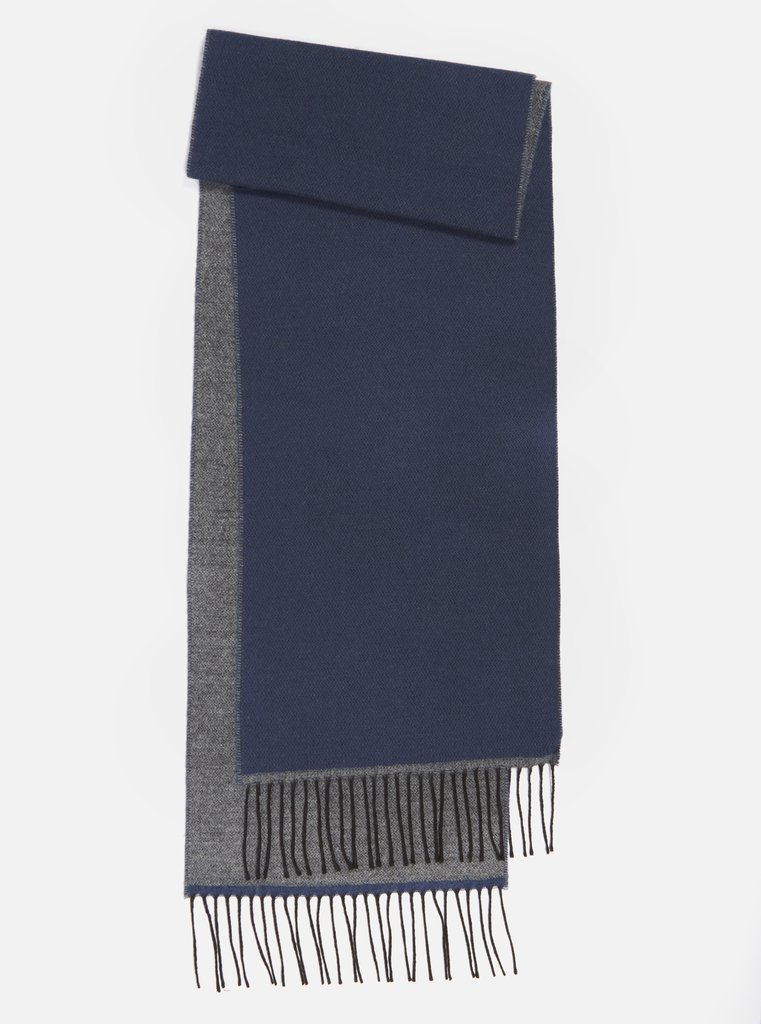 Universal Works Navy and Grey Double Sided Scarf