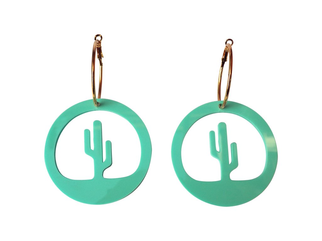 Hi Cacti Large Cactus Hoop Earrings