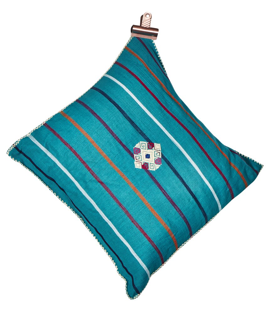 Hi Cacti Turquoise Mexican Boho Cushion With Pillow Insert