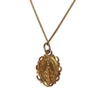 Hi Cacti Gold Plated Mexican Virgin Mary Necklace