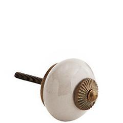 Madam Stoltz Grey and Brass Detail Ceramic Knob