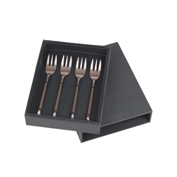 Broste Copenhagen Stainless Steel Cake Fork Set 4 Pieces Titanium Espresso