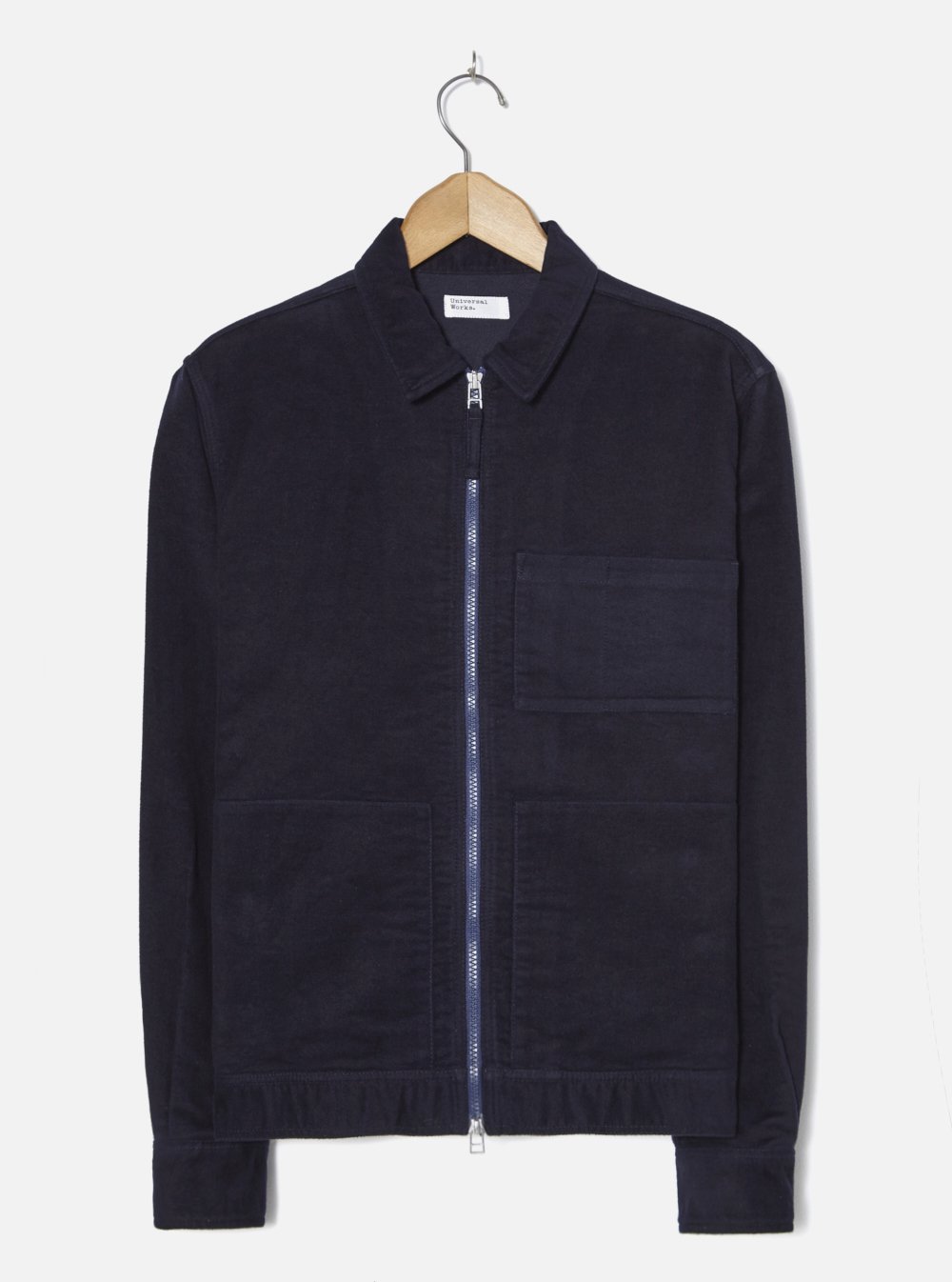 Universal Works Navy Moleskin Zip Uniform Shirt