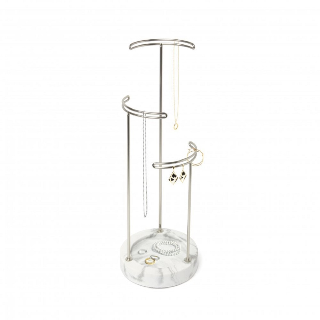 Umbra Marble And Silver Jewellery Stand