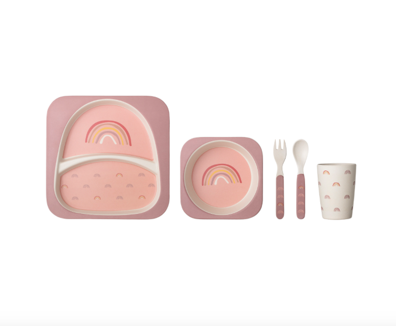 Bloomingville Children's Pink Rainbow Tableware Set 