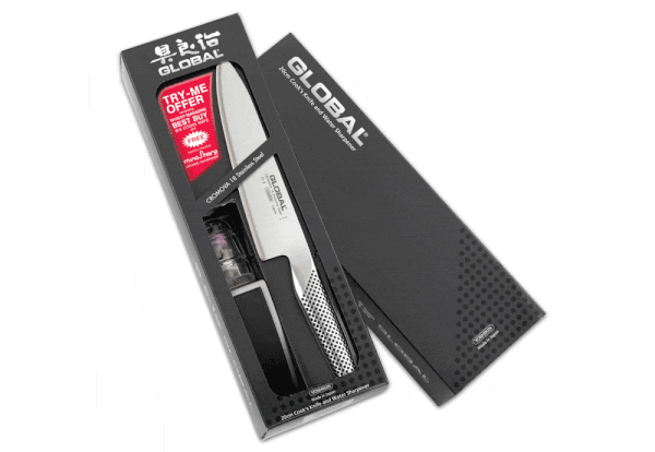 Global Grunwerg Chefs Knife With Sharpener G 2220 BR