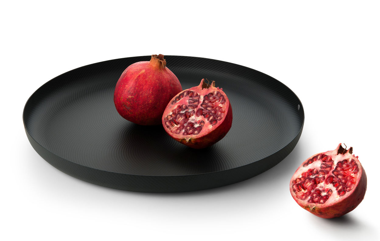 Alessi 35 Cm Black Textured Steel Round Tray 