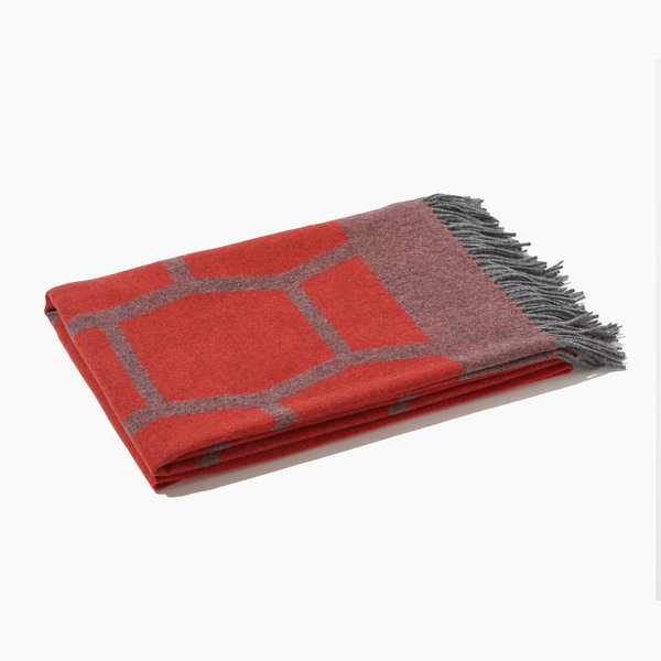 Catharina Mende Travel Blanket, Poppy Tortoise Woven Merino & Yak 