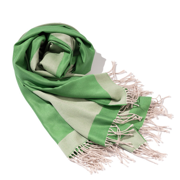 Catharina Mende Organic Shape X Green Woven Silk & Extra Fine Merino Travel Scarf With Handle