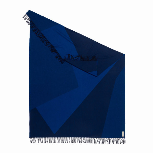 Catharina Mende Throw/Blanket, Geometric Planes Blue, Woven Merino & Cashmere