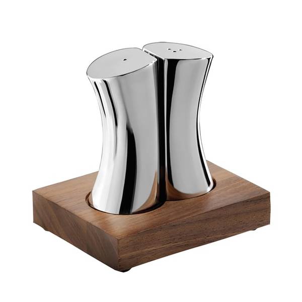 Robert Welch Drift With Walnut Base Salt Pepper Shakers