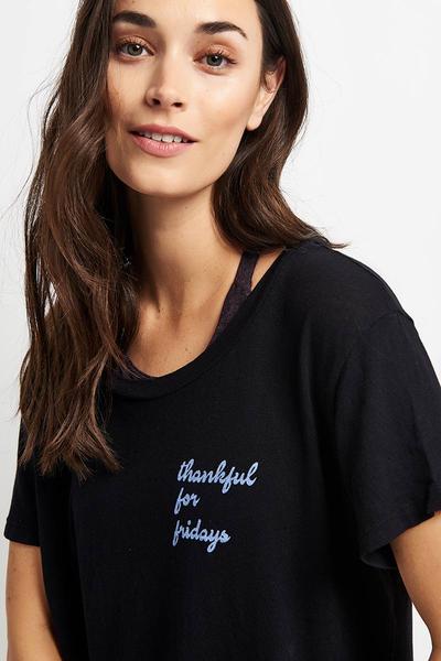 Trouva: Thankful For Fridays Dakota Short Sleeve Scoop Neck Tee