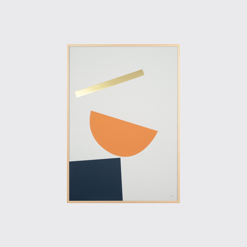 Tom Pigeon  Balance 3 Geometric and Brass Foiled A2 Print