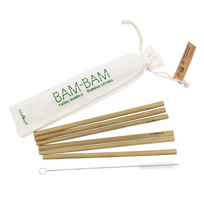 Cookut Set of 6 Bam Bam Bamboo Straws 