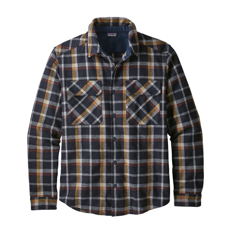 Patagonia Navy Blue Recycled Wool Rebel Plaid Shirt 