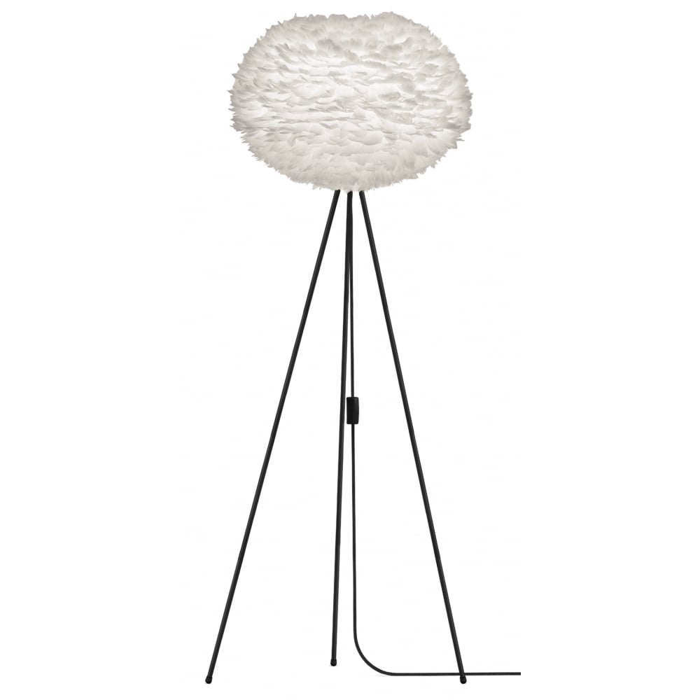 UMAGE Large White Feather Eos Floor Lamp with Black Tripod