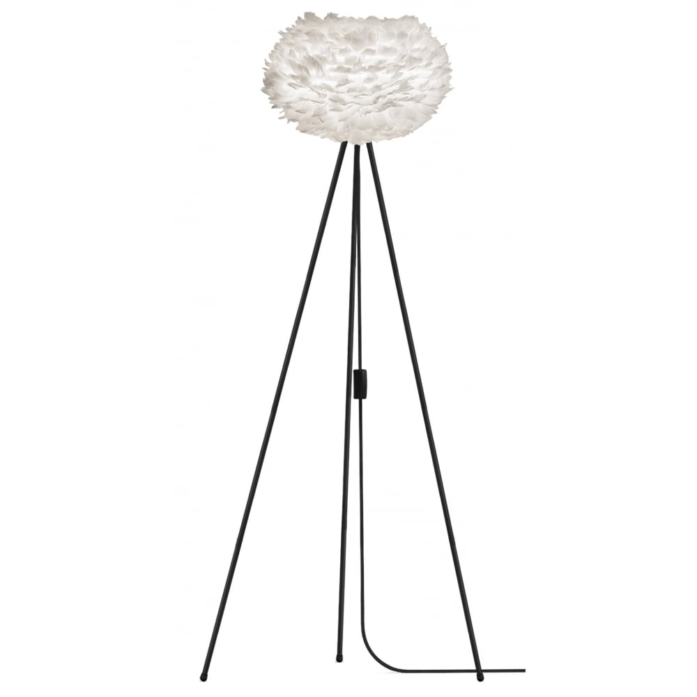 UMAGE Medium White Feather Eos Floor Lamp with Black Tripod