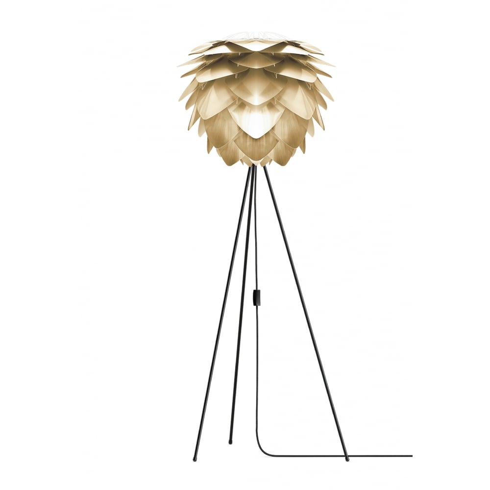 UMAGE Medium Brushed Brass Silvia Floor Lamp with Black Tripod