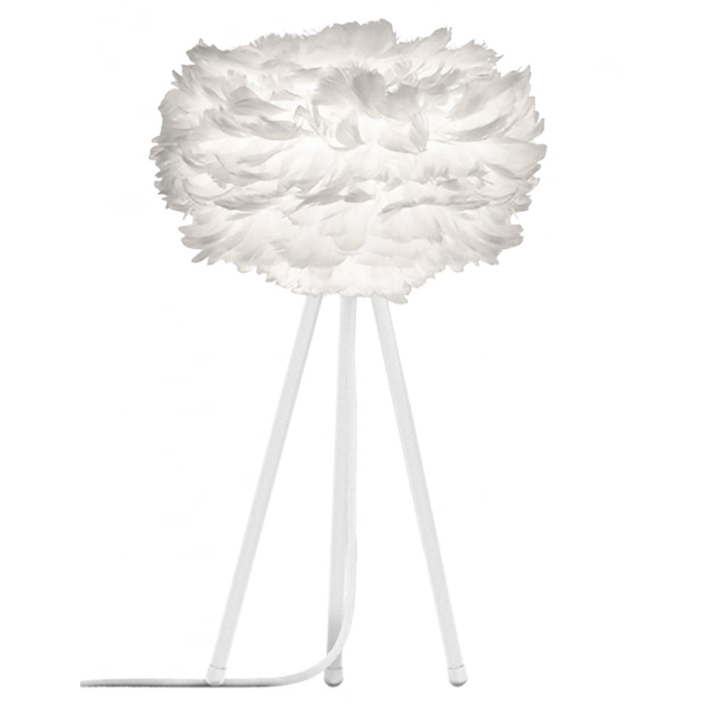 UMAGE Mini White Feather Eos Table Lamp with White Tripod