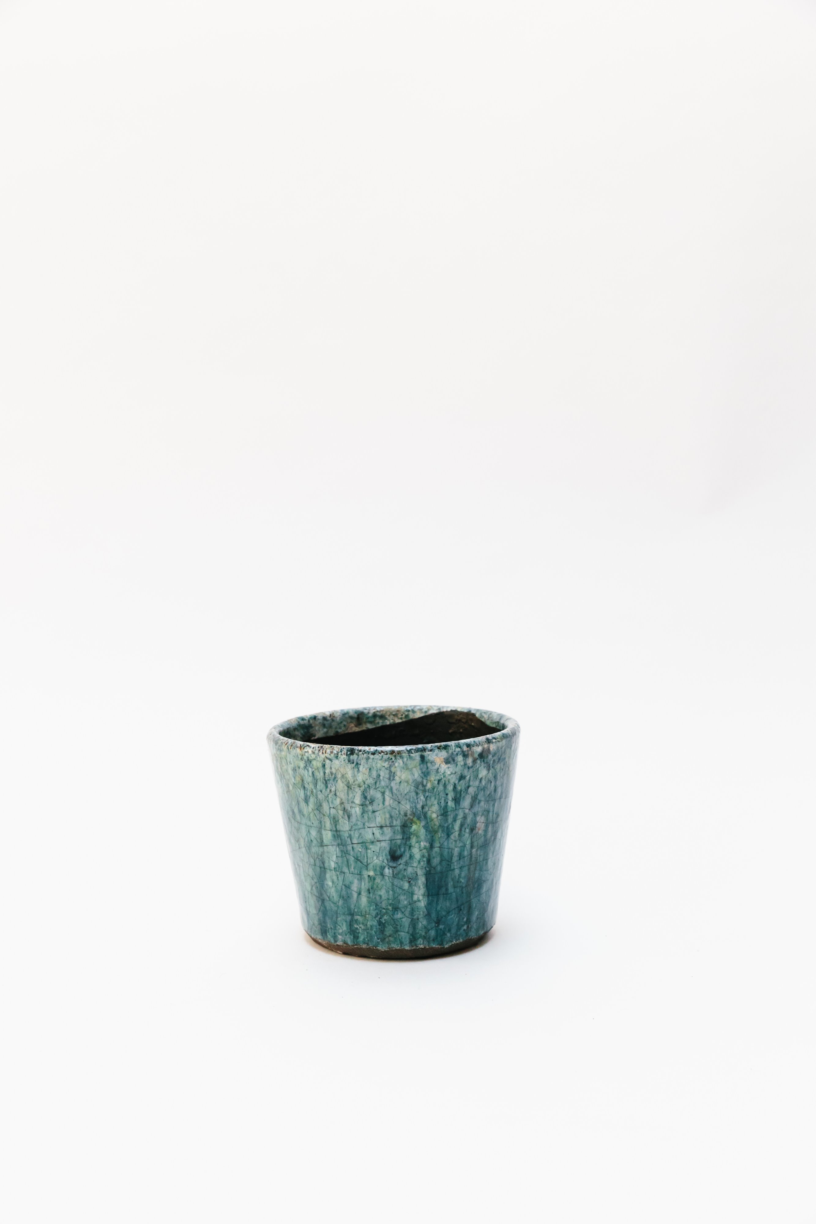 Grand Illusions Turquoise Crackle Glazed Pot