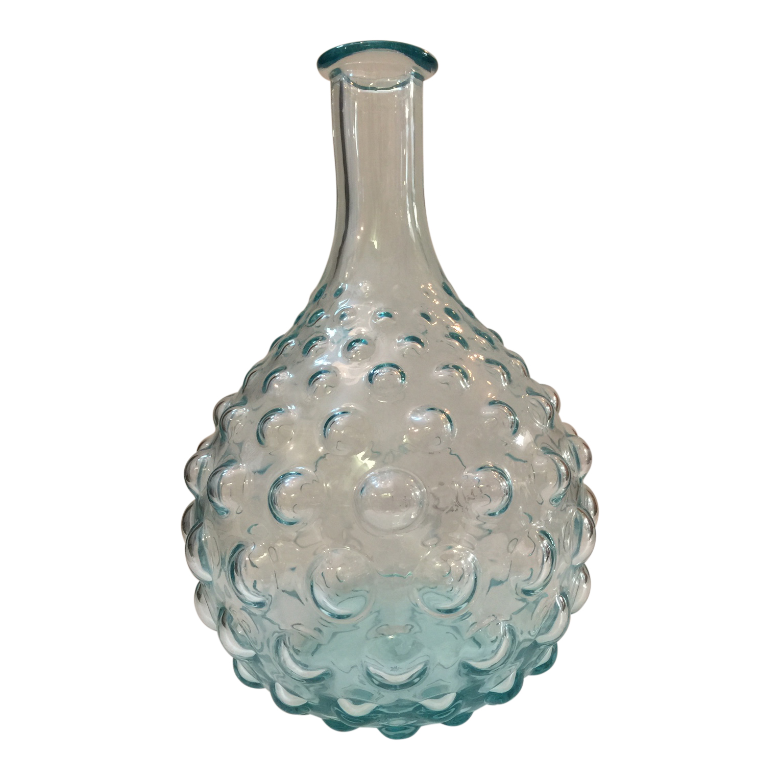 Grand Illusions Blue Glass Bubble Bottle Vase