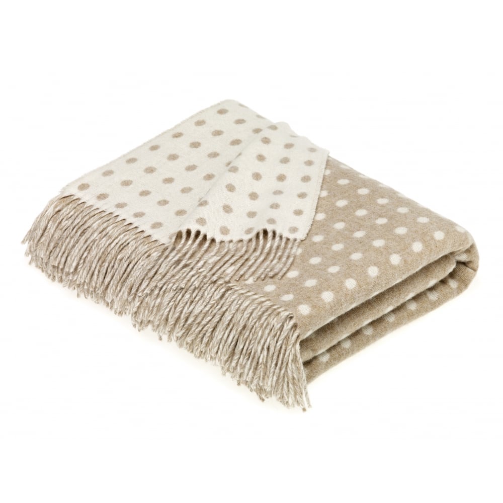 Bronte by Moon Natural Spot Luxury Merino Lambswool Throw 140cm x 185cm 