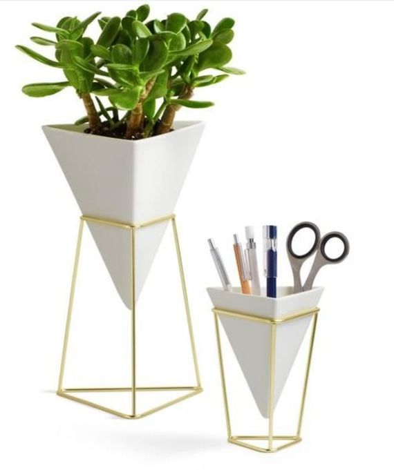 Umbra White & Brass Set Of 2 Trigg Desk Set